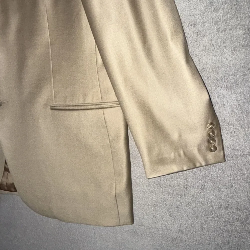 John W. Nordstrom Suit Jacket Blazer 48R Loro Piana Super 120s Wool 3-Button Tan